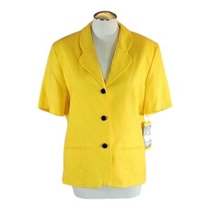 Vintage Katie Brooke Yellow Three Button Jacket Blazer 14